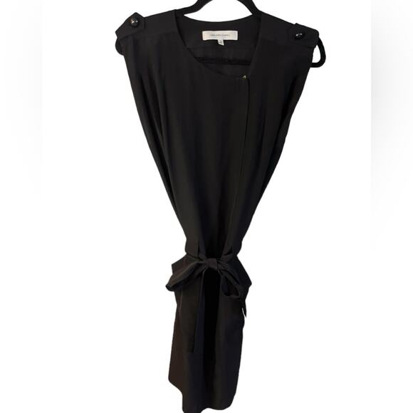 Gerard Darel Black Silk Mini Belted Dress Size 6 - Picture 1 of 9